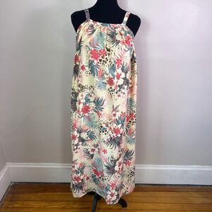 Lani Lau Hawaii Tropical Floral Print Rayon Maxi Dress Multicolor, Size M/L